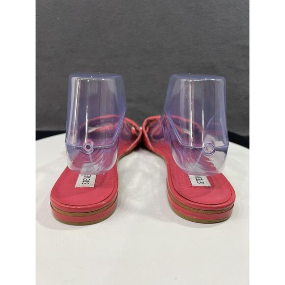 Steve Madden Finally Flat Sandals Hot Pink Leather Slip On Slide Women Size 10 - Picture 12 of 14